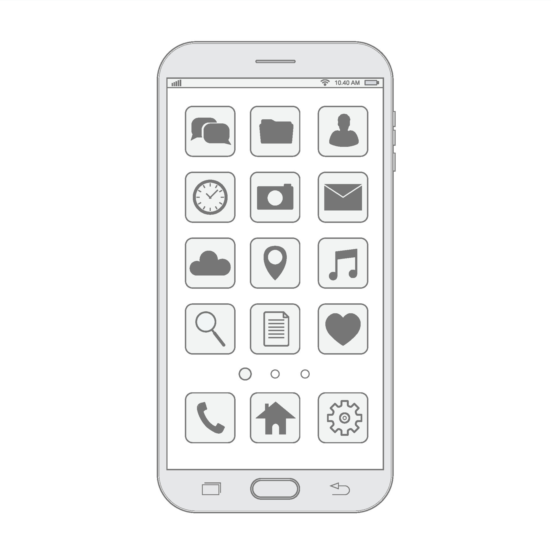 Outline drawing smartphone. Elegant thin line style design. Vector  smartphone with UI icons. 7202261 Vector Art at Vecteezy
