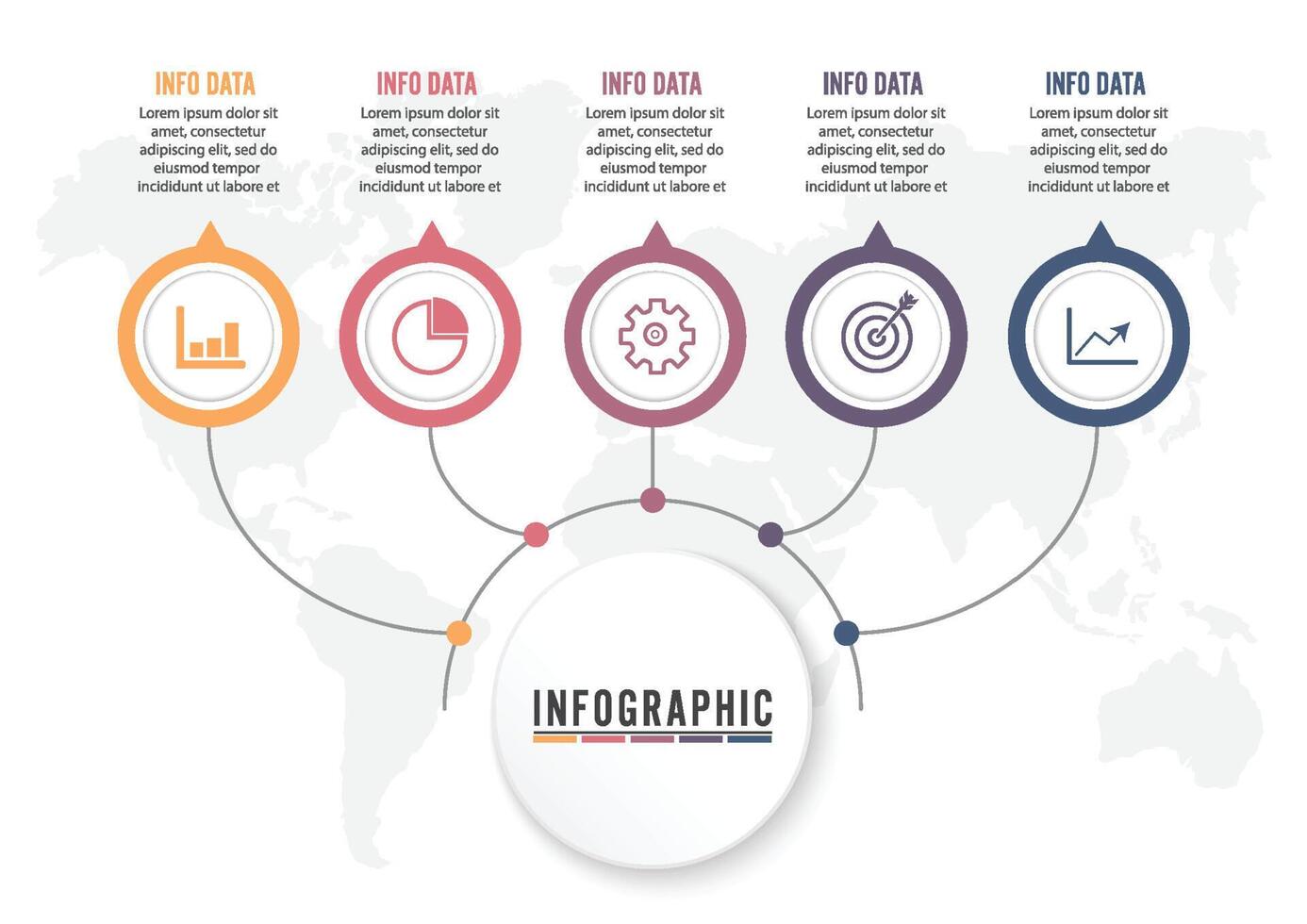 Abstract infographics number options template. Vector illustration. Can be used for workflow layout, diagram, business step options, banner, web design. Stroke icons.