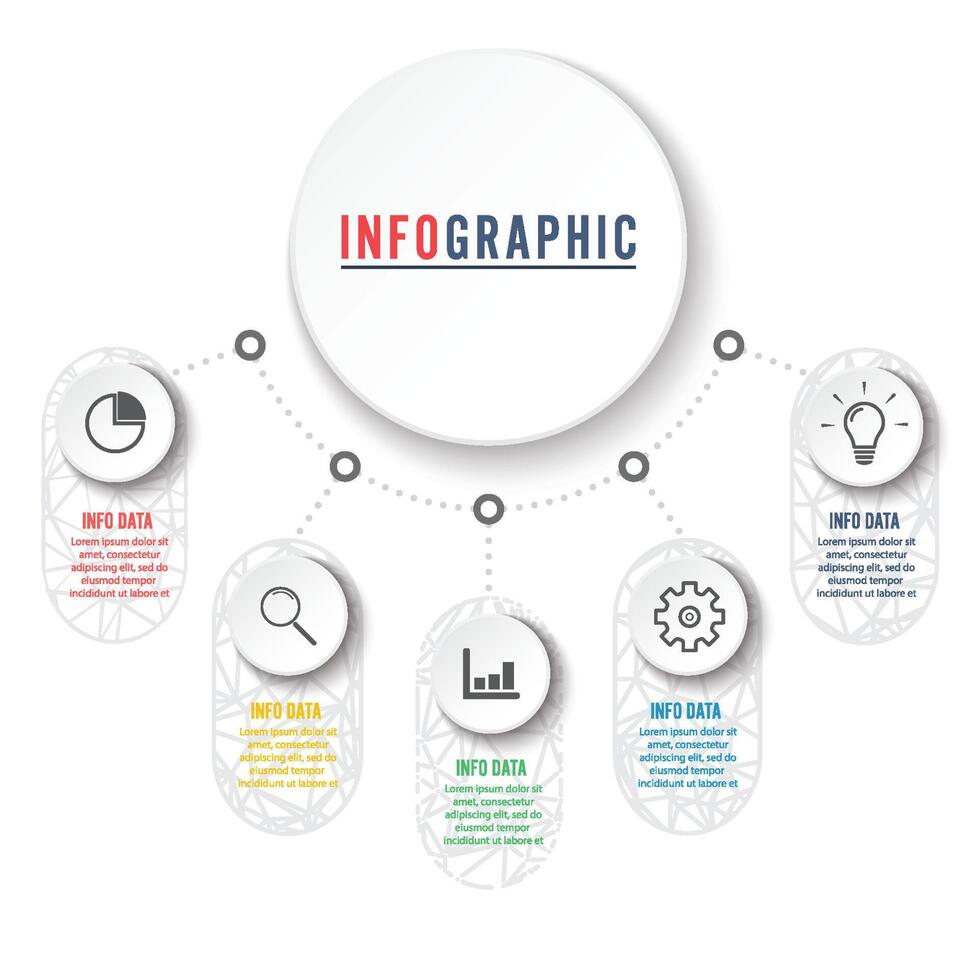 Plantilla de opciones de número de infografías abstractas. ilustración vectorial. se puede utilizar para el diseño de flujo de trabajo, diagrama, opciones de pasos comerciales, banner, diseño web. vector