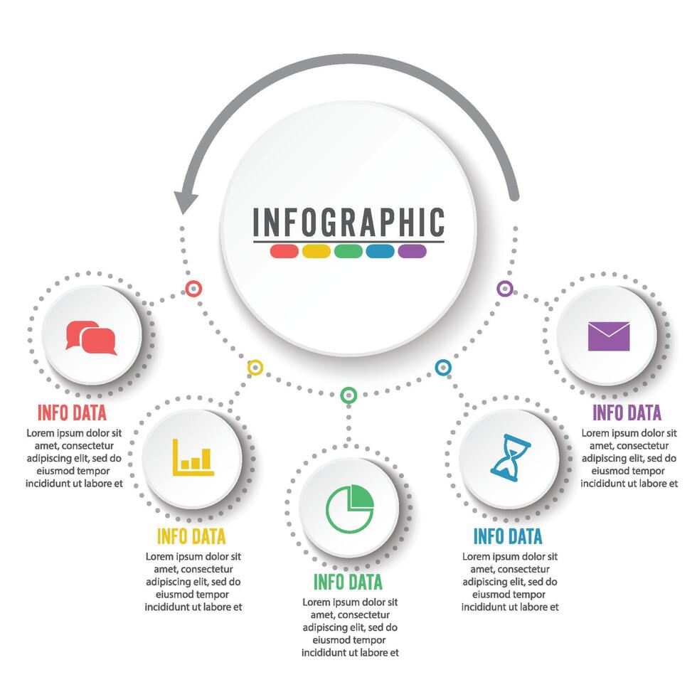 Plantilla de opciones de número de infografías abstractas. ilustración vectorial. se puede utilizar para el diseño de flujo de trabajo, diagrama, opciones de pasos comerciales, banner, diseño web. vector