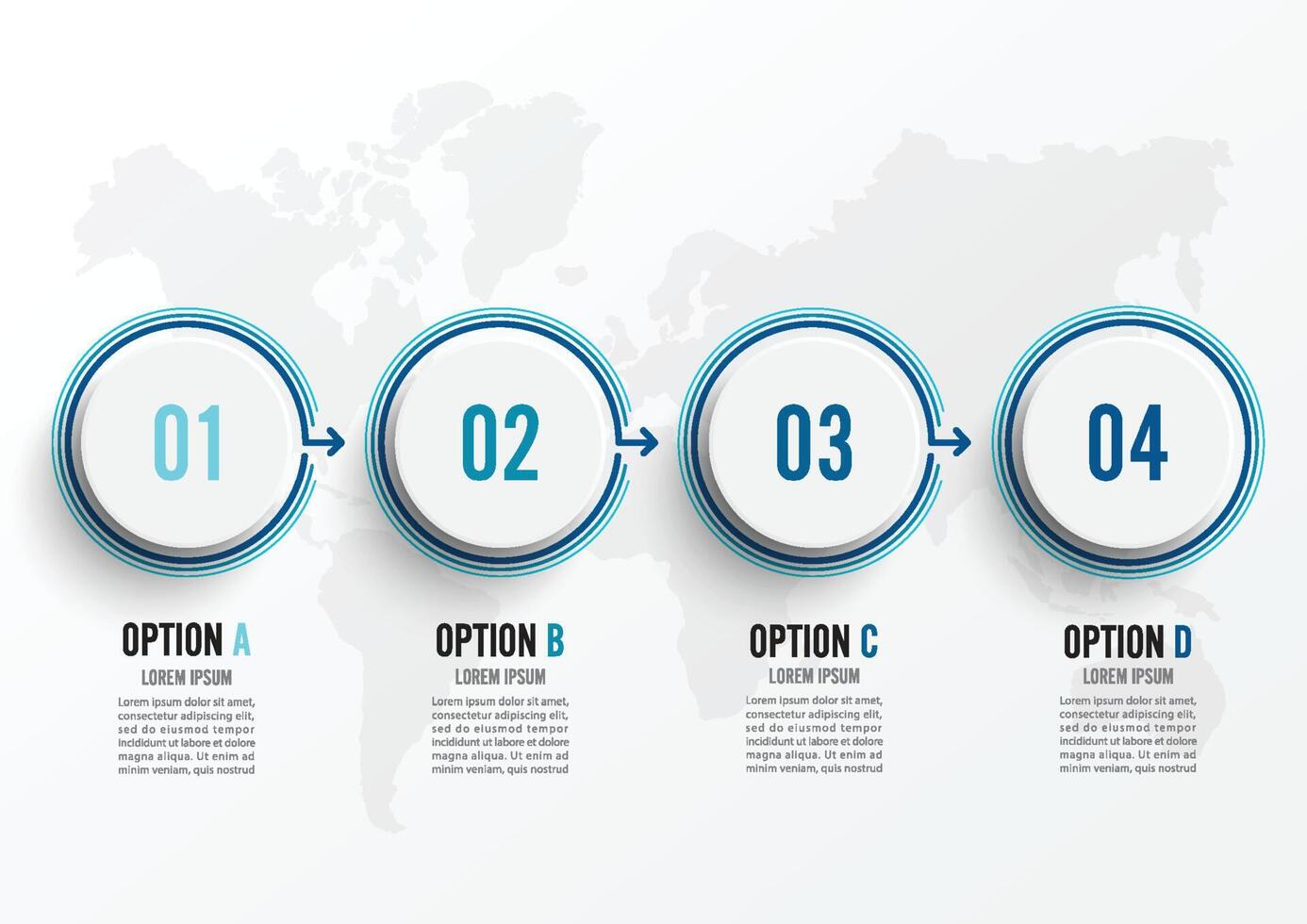 Elementos abstractos de la plantilla de infografía gráfica con etiqueta, círculos integrados. concepto de negocio con 4 opciones. para contenido, diagrama, diagrama de flujo, pasos, partes, infografías de línea de tiempo, diseño de flujo de trabajo. vector