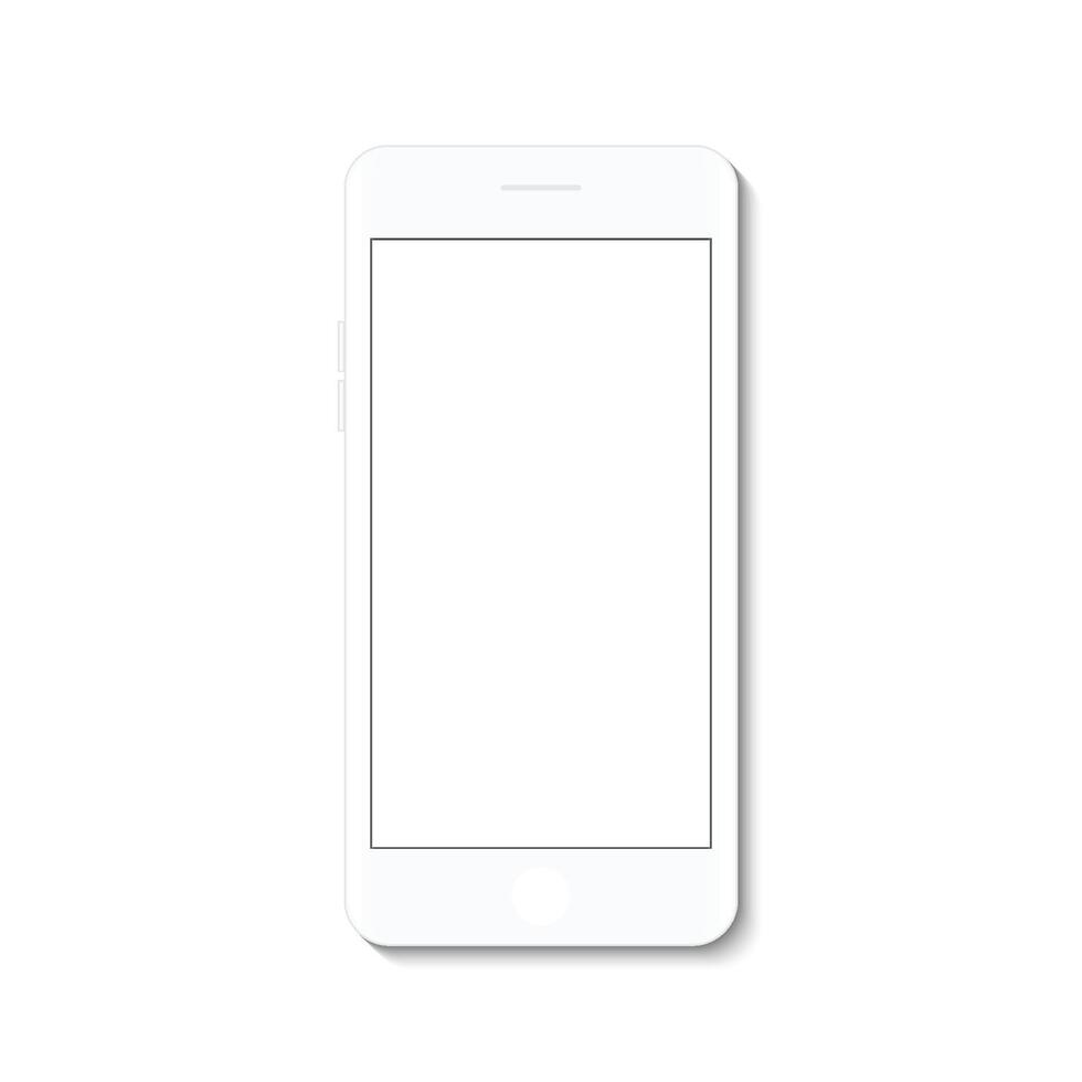 White flat phone white screen, vector drawing modern smartphone design.