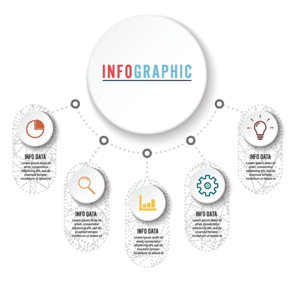 Plantilla de opciones de número de infografías abstractas. ilustración vectorial. se puede utilizar para el diseño de flujo de trabajo, diagrama, opciones de pasos comerciales, banner, diseño web. vector