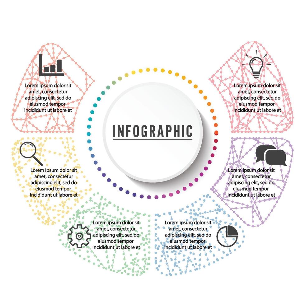 Vector illustration infographics 6 options. Template for brochure, business, web design