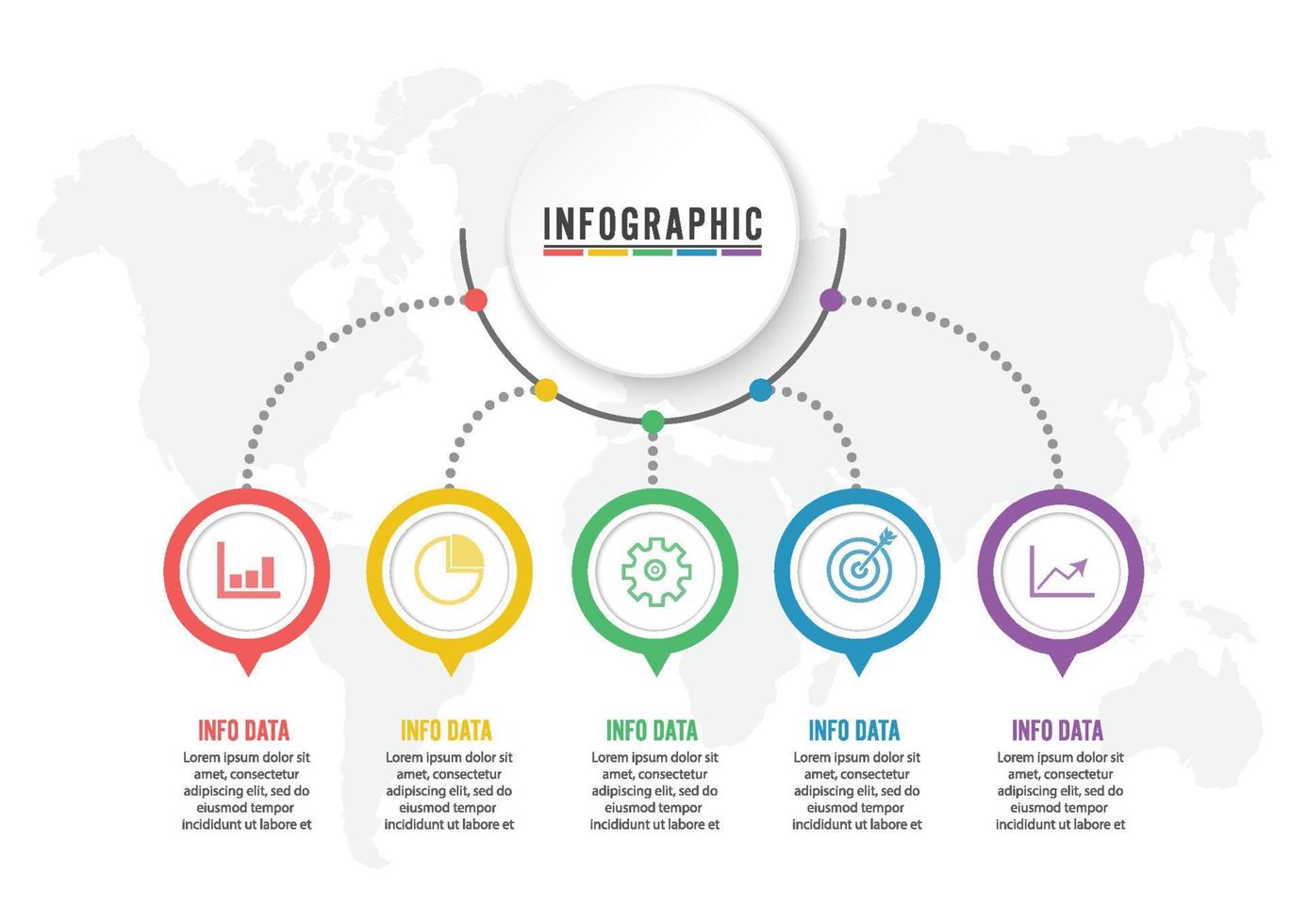 Abstract infographics number options template. Vector illustration. Can be used for workflow layout, diagram, business step options, banner, web design. Stroke icons.