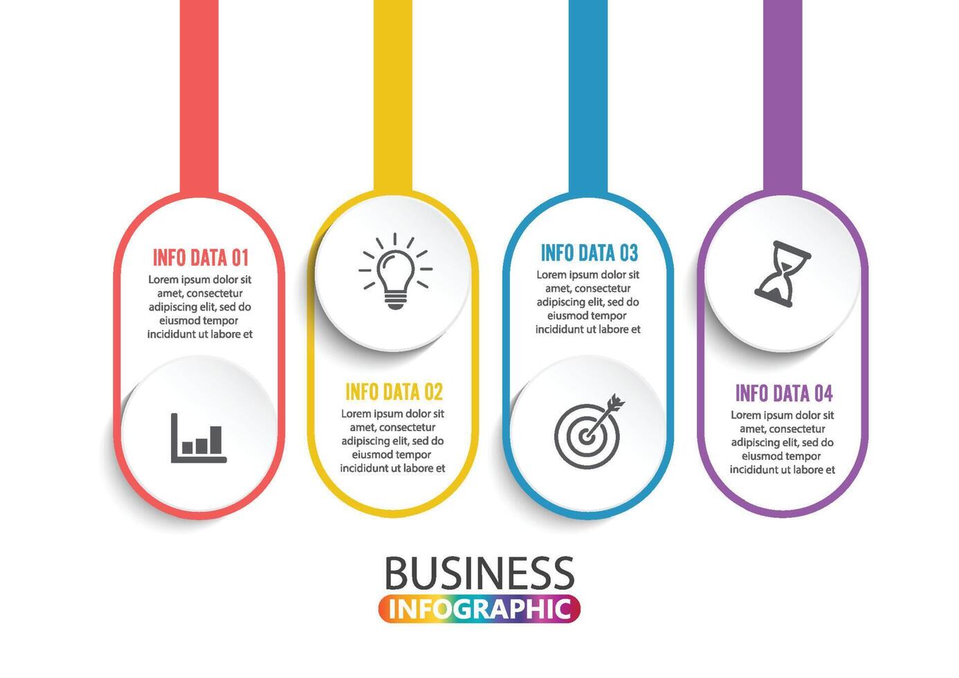 Four steps infographics - can illustrate a strategy, workflow or team work. vector