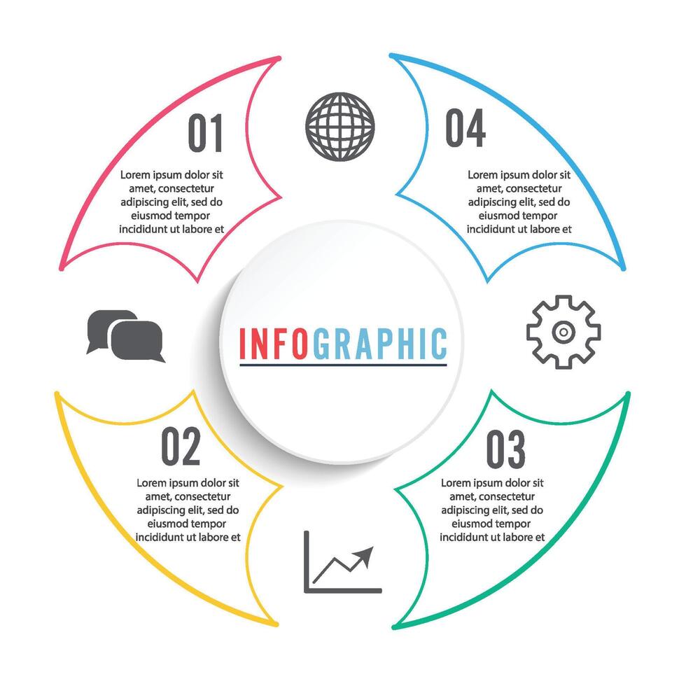 Vector infographic circle template with 4 steps, parts, options, sectors, stages. Can be used for graph, pie chart, workflow layout, cycling diagram, brochure, report, presentation.