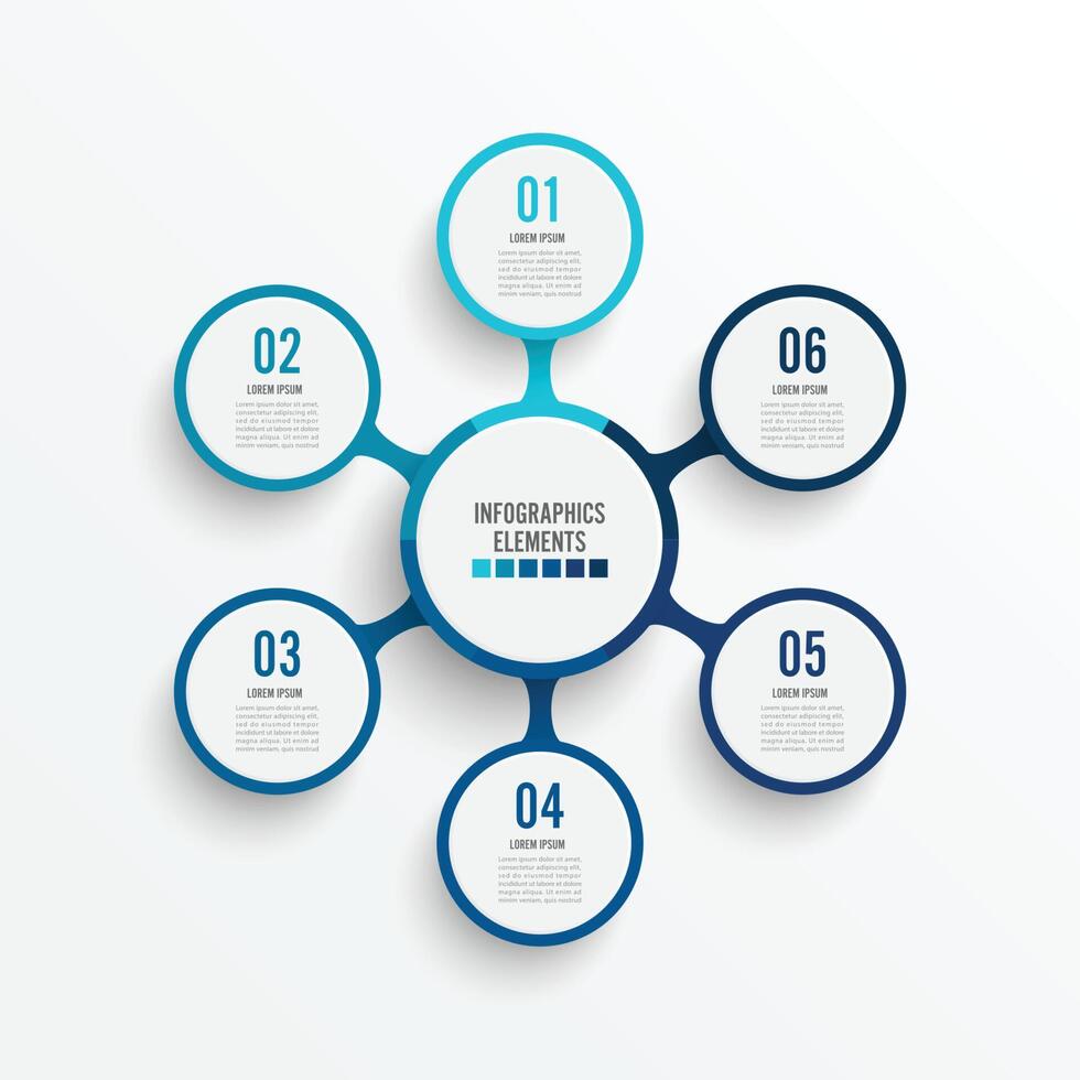 Vector infographic template with 3D paper label, integrated circles. Business concept with 6 options. For content, diagram, flowchart, steps, parts, timeline infographics, workflow, chart.