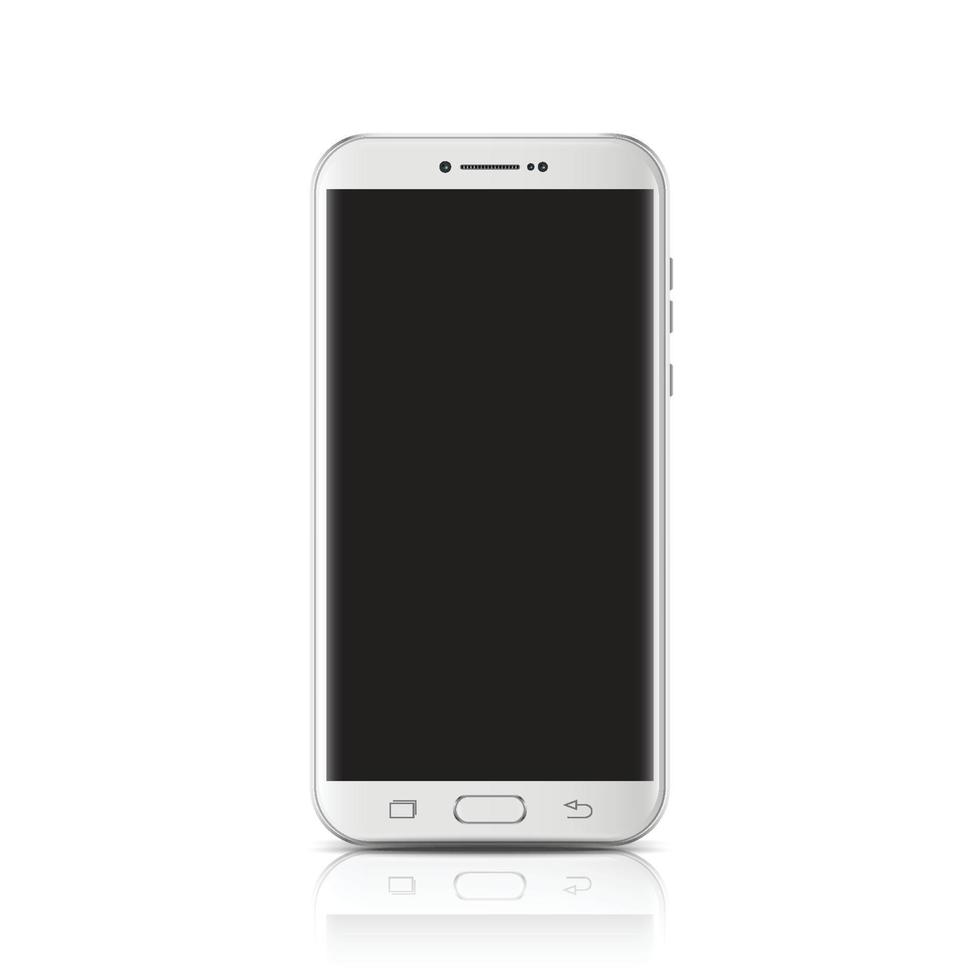 smartphone blanco realista moderno. smartphone con estilo de borde lateral, ilustración vectorial 3d de teléfono celular. vector