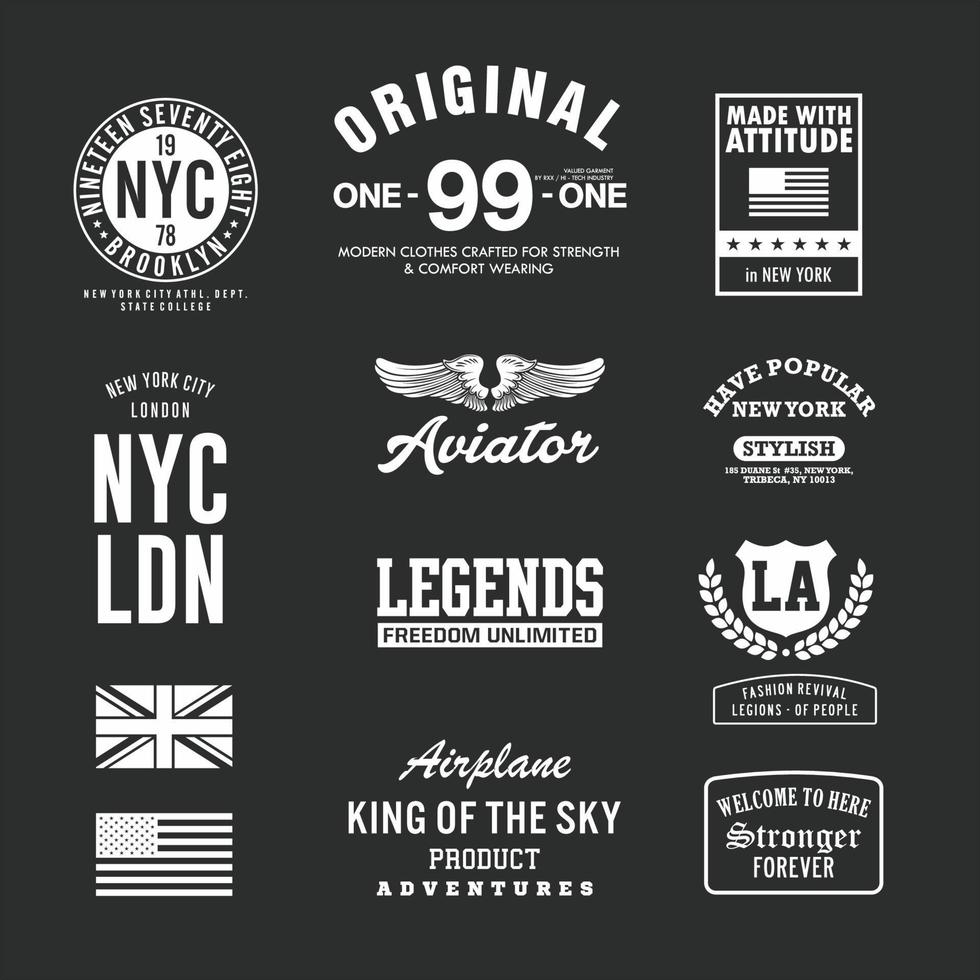 collection of logo and emblem typography design vector