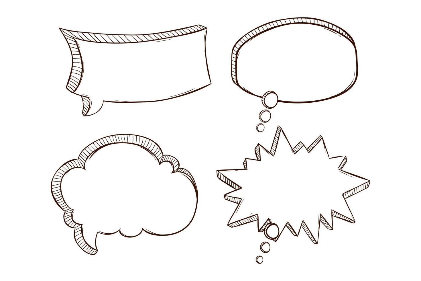 bubble speech or talk collection with hand drawn style vector