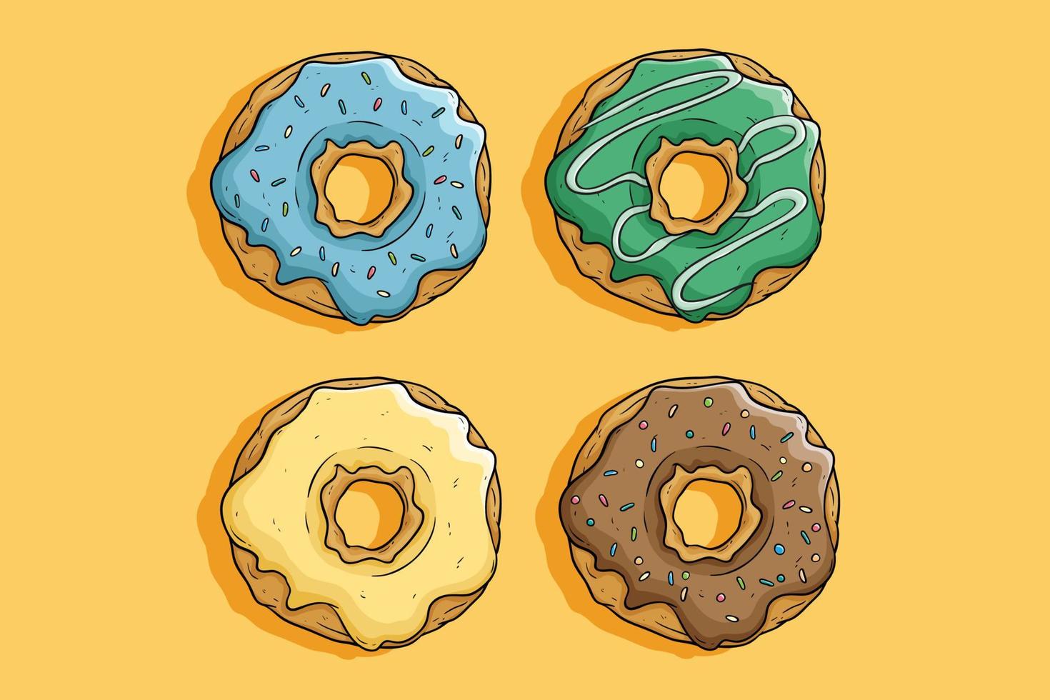 collection of tasty donut with colorful topping vector