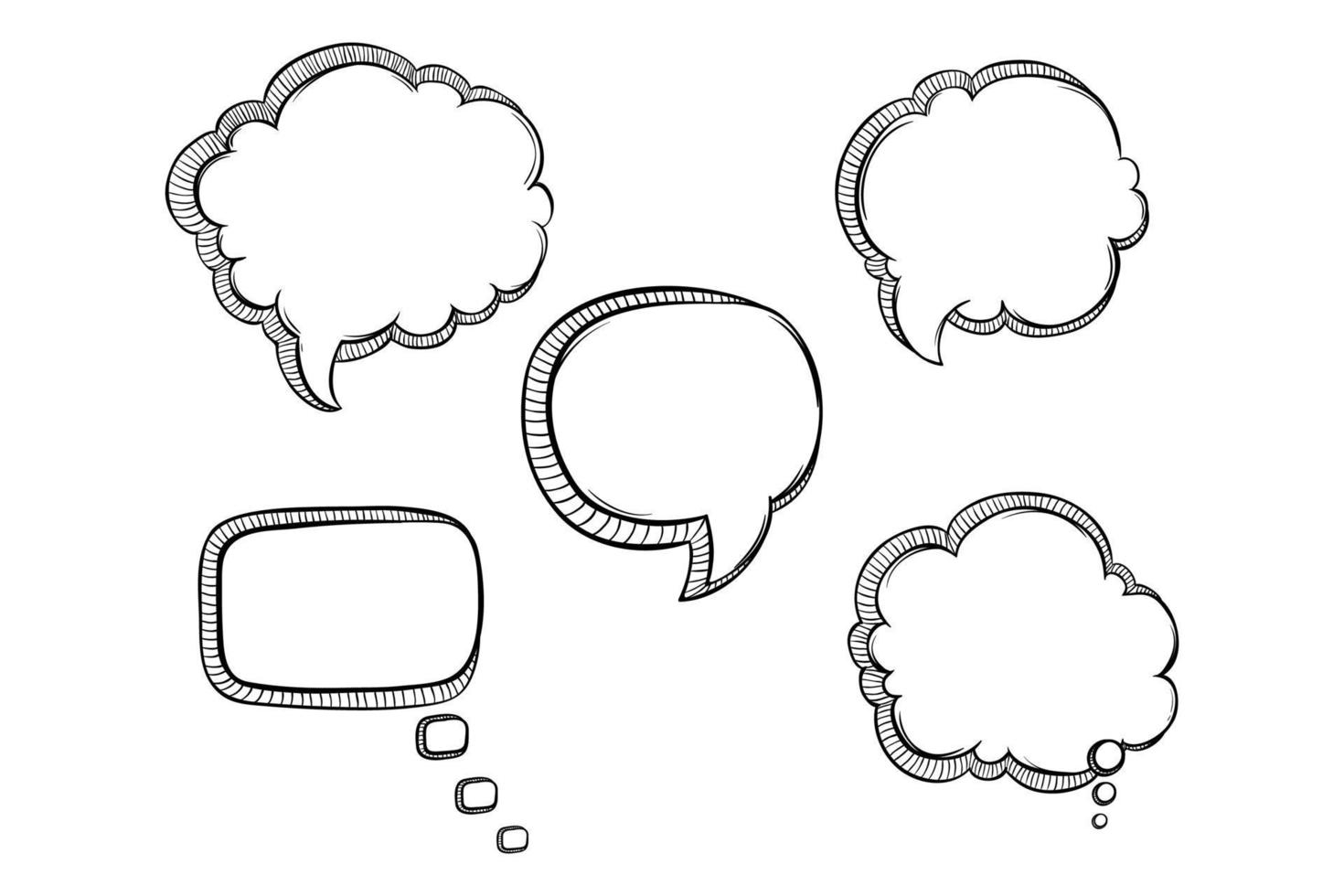 black and white bubble speech or talk with hand drawn style vector