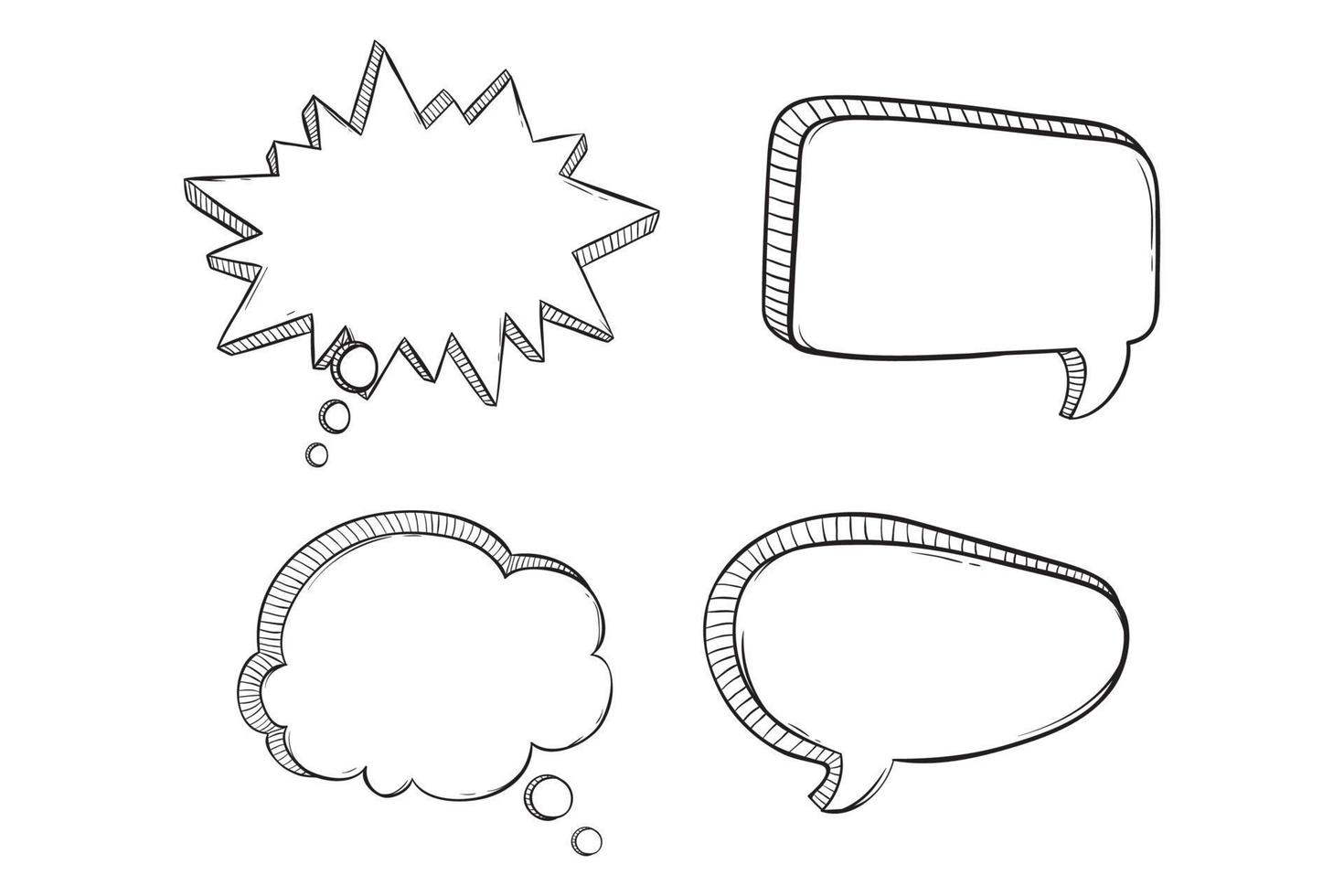 Set of bubble speech with hand drawn style vector