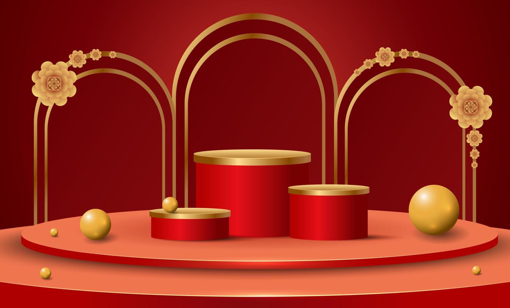 Podium and background for  Chinese new year,Chinese Festivals,  Mid Autumn Festival , flower and asian elements on background. vector