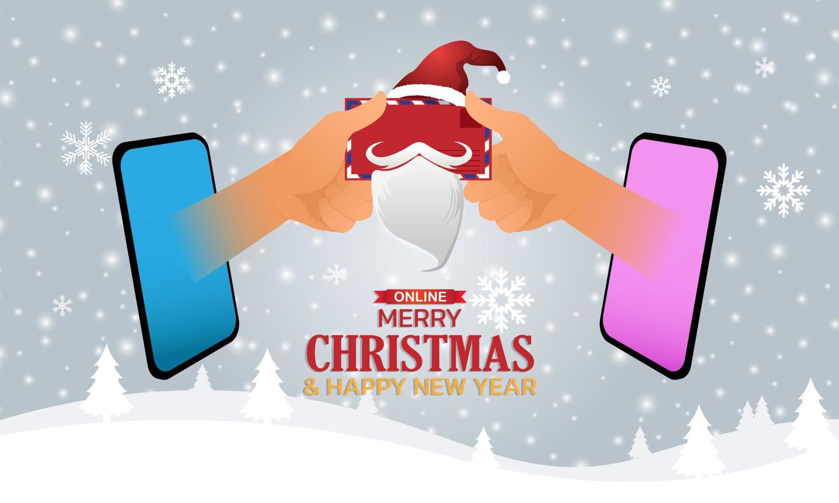 Happy merry Christmas online. vector