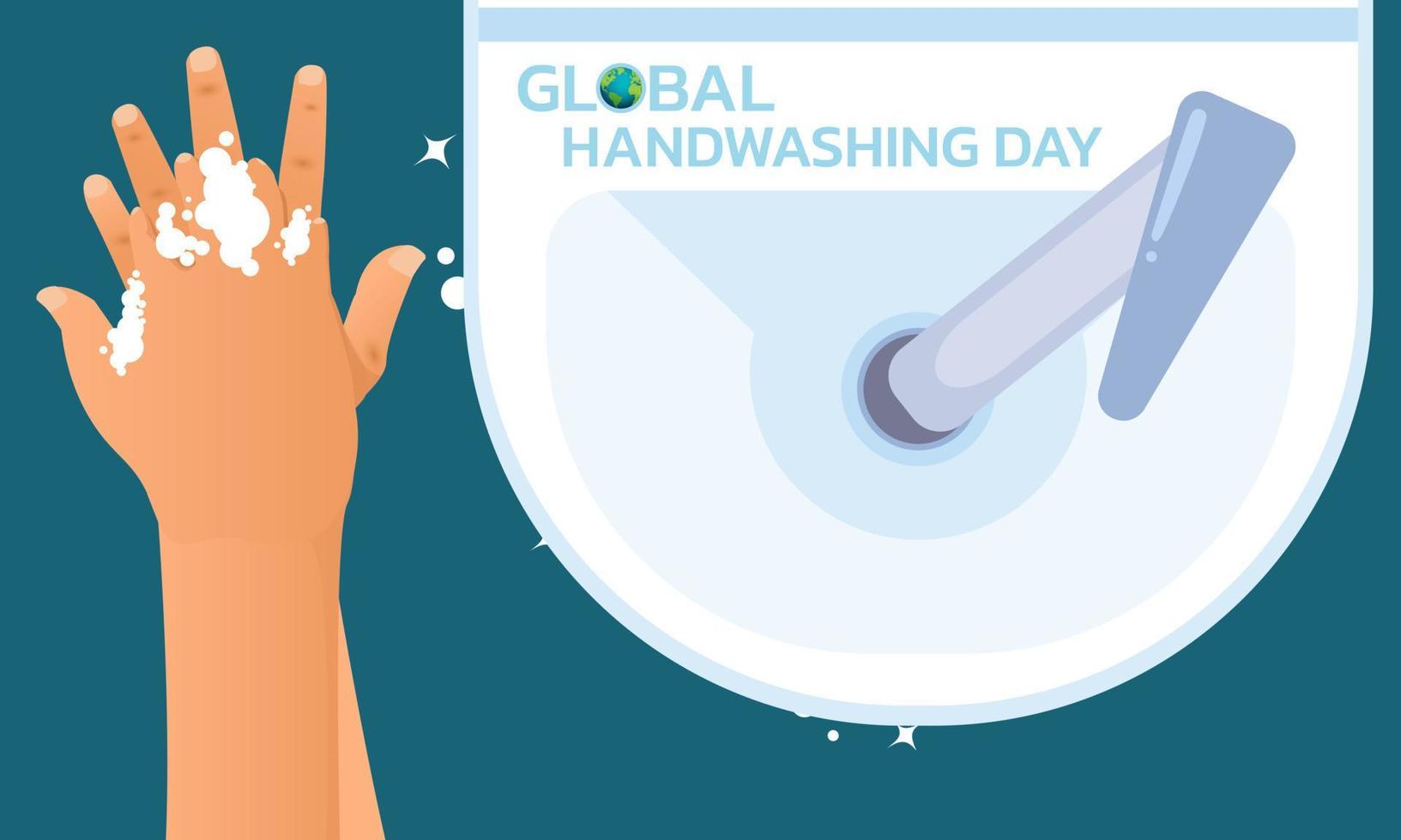 día de lavado de manos. ilustración de lavado de manos. agua, lavado de manos, limpieza. concepto de higiene. vector