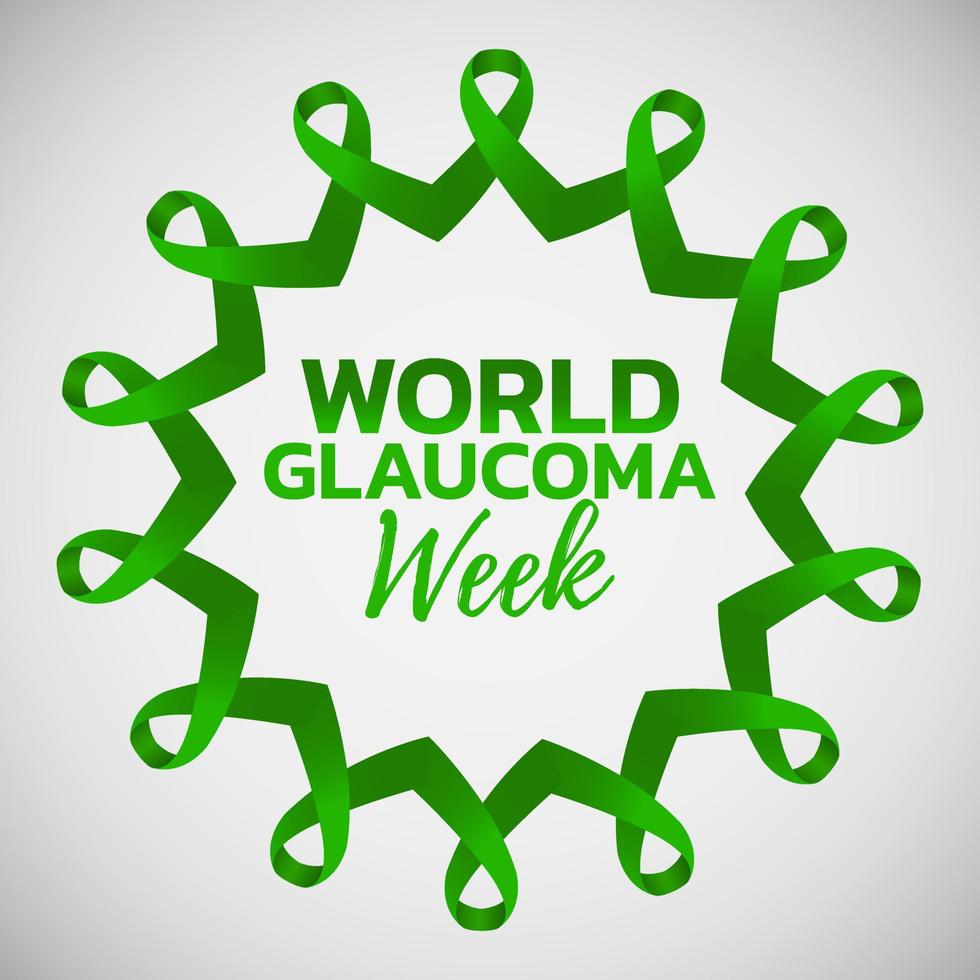 World glaucoma week.Illustration with green ribbon vector