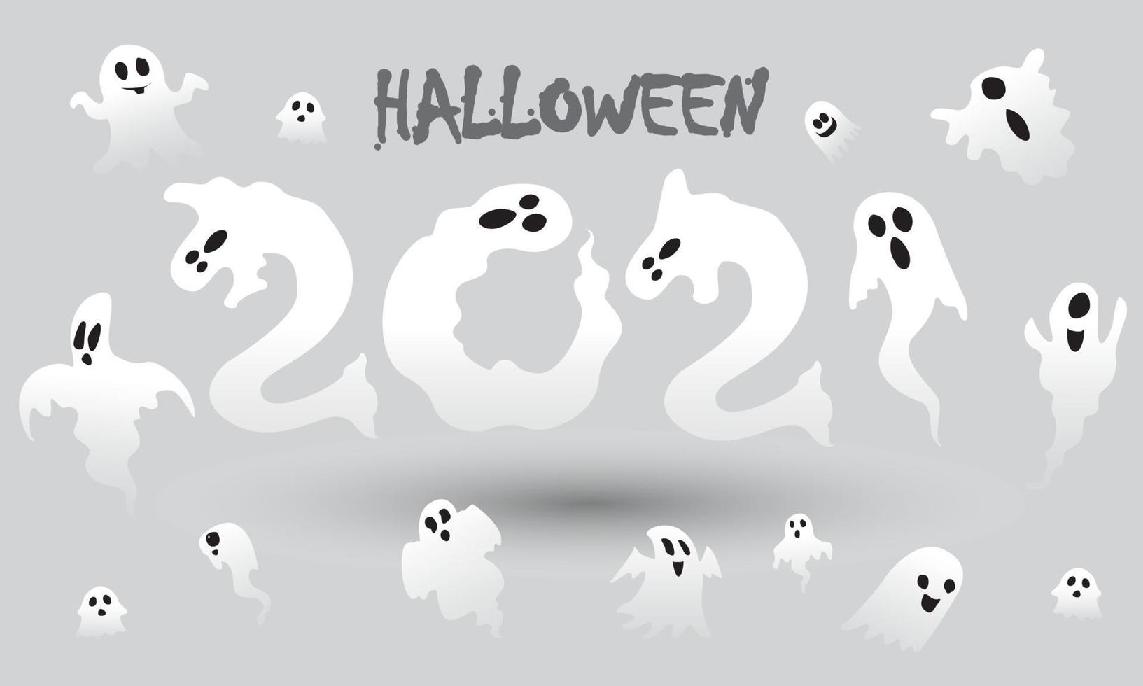 Halloween seamless pattern design with ghost vector