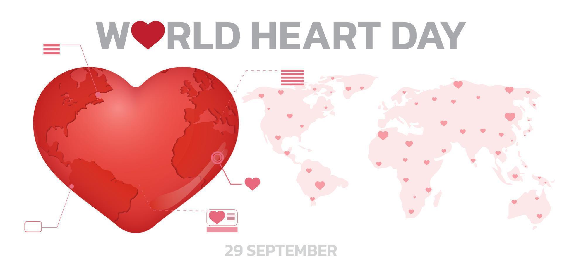 ilustración vectorial, afiche o pancarta para el día mundial del corazón. vector