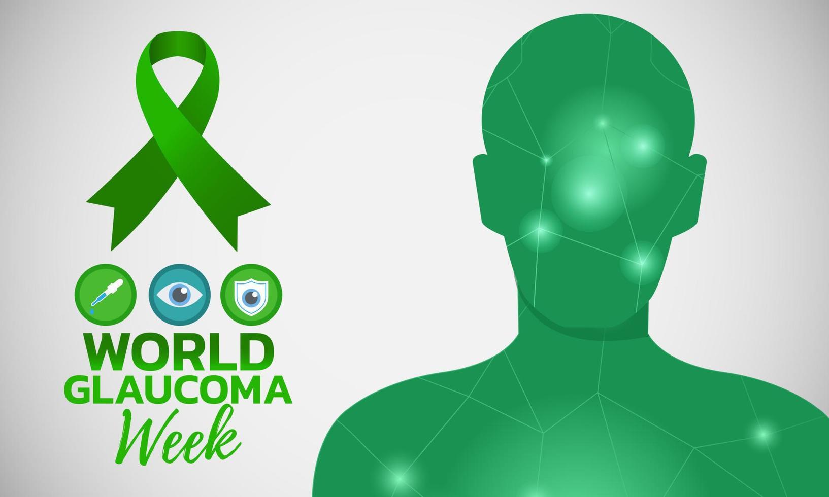 semana mundial del glaucoma ilustración con cinta verde vector