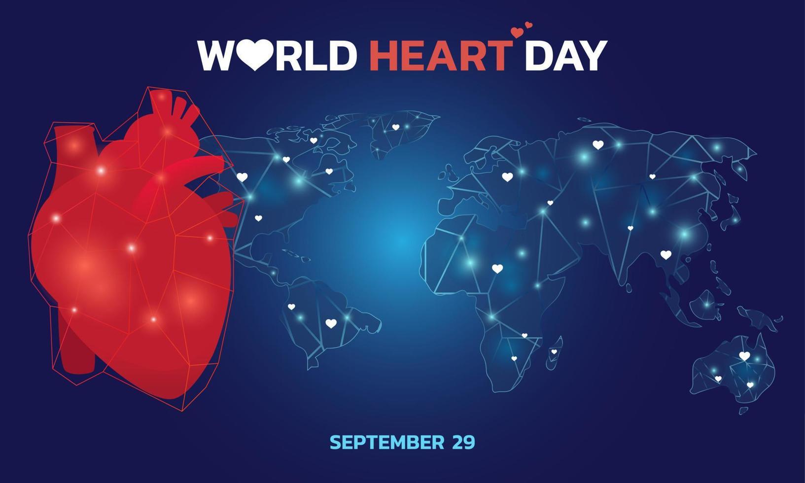 Vector Illustration, Poster Or Banner for World Heart Day