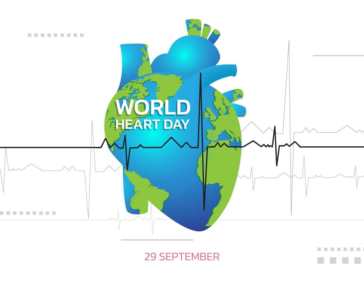 ilustración vectorial, afiche o pancarta para el día mundial del corazón vector