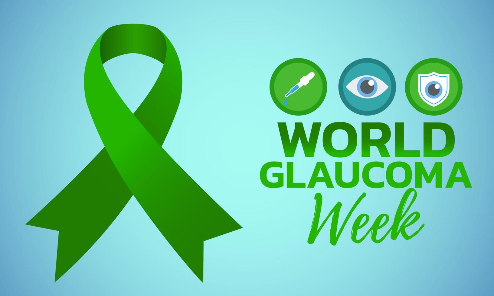 semana mundial del glaucoma ilustración con cinta verde vector