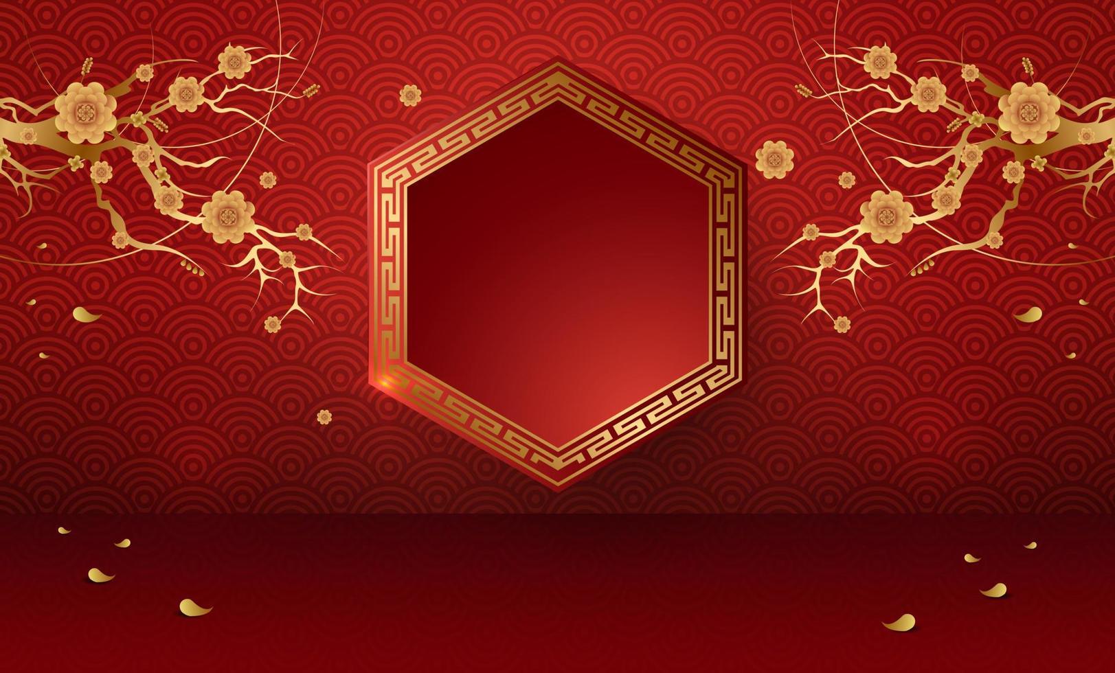 Podium and background for  Chinese new year,Chinese Festivals,  Mid Autumn Festival , flower and asian elements on background. vector