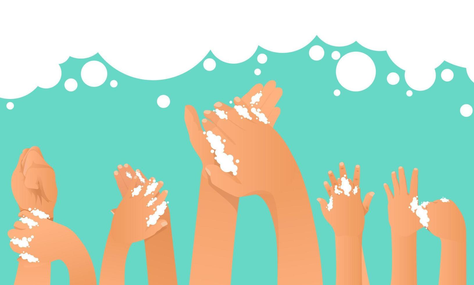 Handwashing day. Handwashing illustration. Water, washing hands, cleaning. Hygiene concept. vector