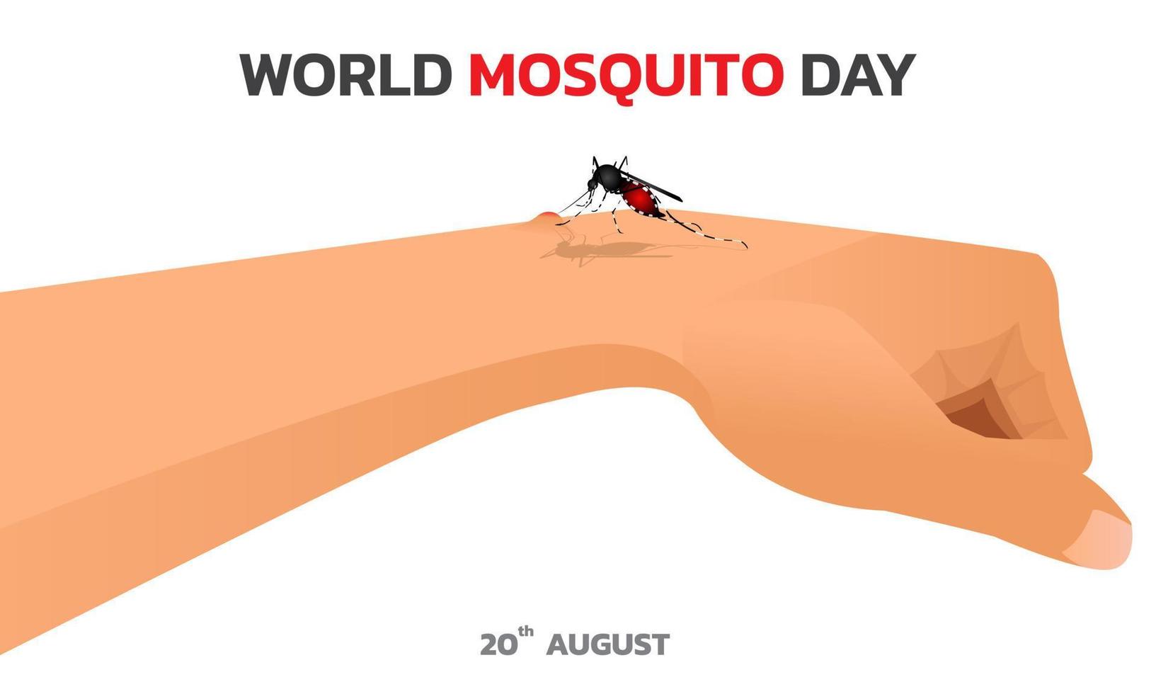 vector de mosquito con fondo de mapa mundial, día mundial del mosquito, día de la malaria, fiebre del dengue.