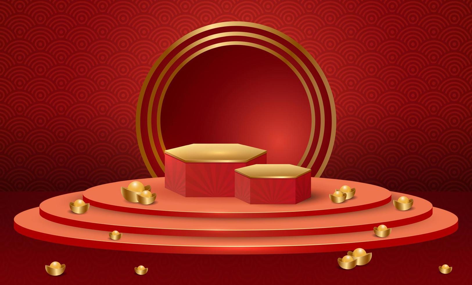 Podium and background for  Chinese new year,Chinese Festivals,  Mid Autumn Festival , flower and asian elements on background. vector