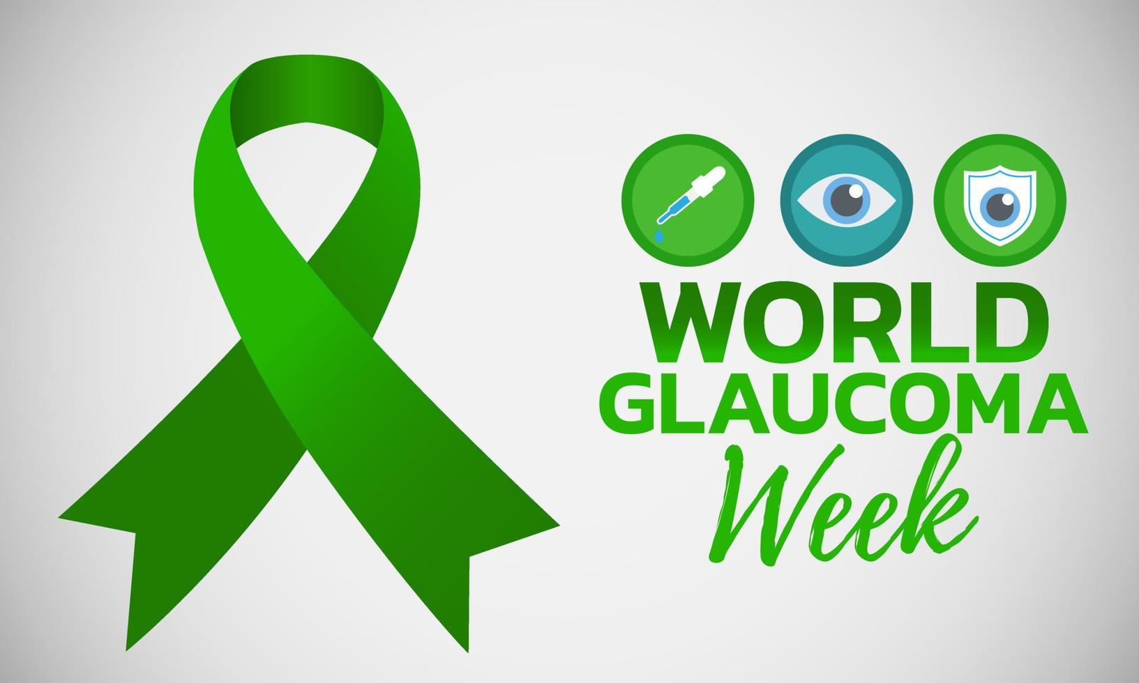 World glaucoma week.Illustration with green ribbon vector