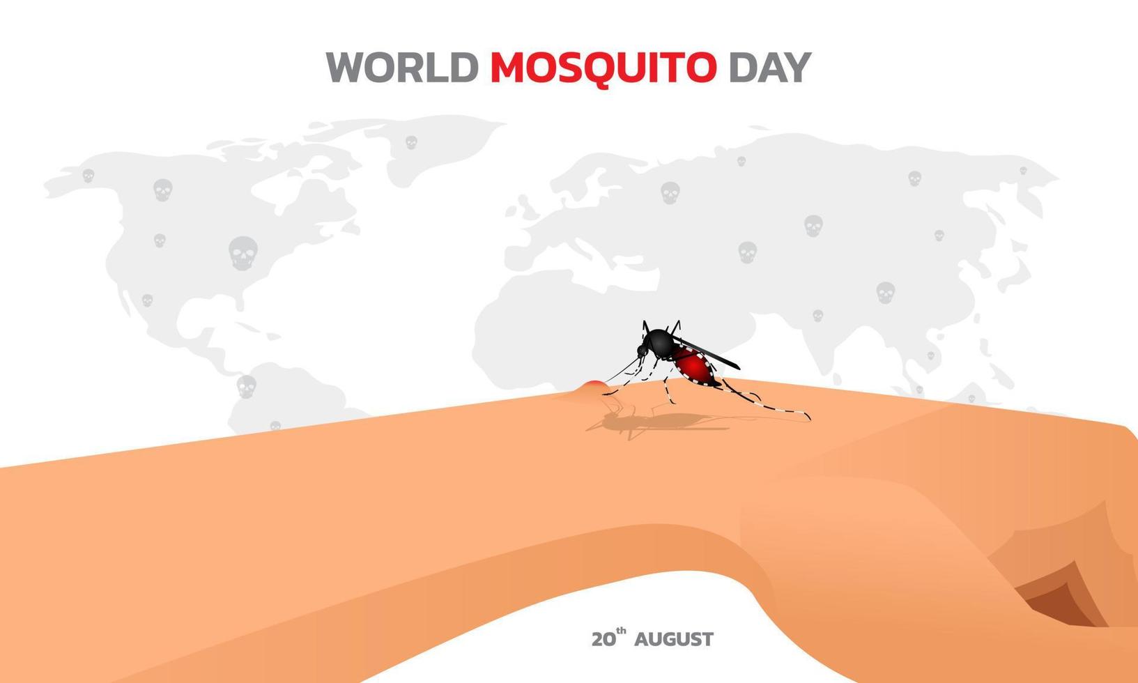 Mosquito Vector with world map Background, World Mosquito day, Malaria Day, dengue fever.