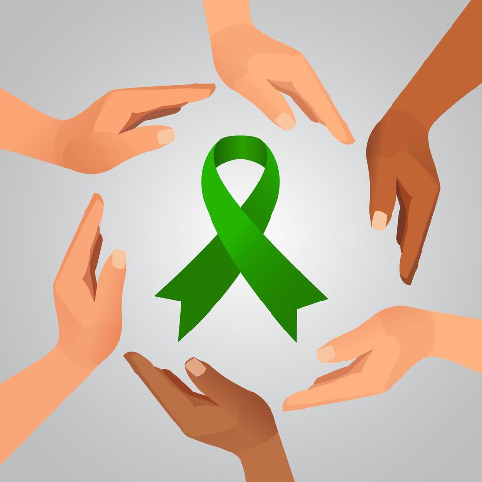 World glaucoma week.Illustration with green ribbon vector