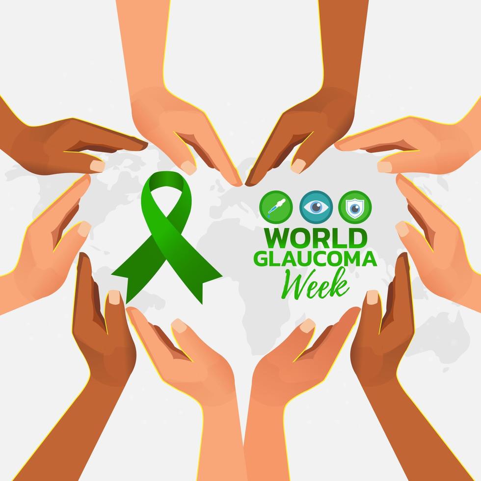 World glaucoma week.Illustration with green ribbon vector