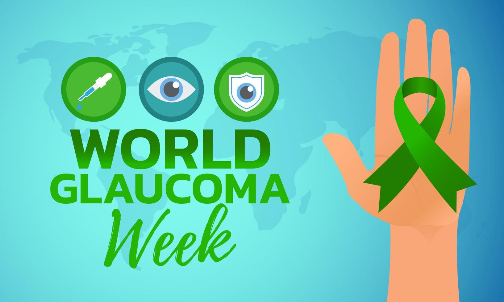 World glaucoma week.Illustration with green ribbon vector