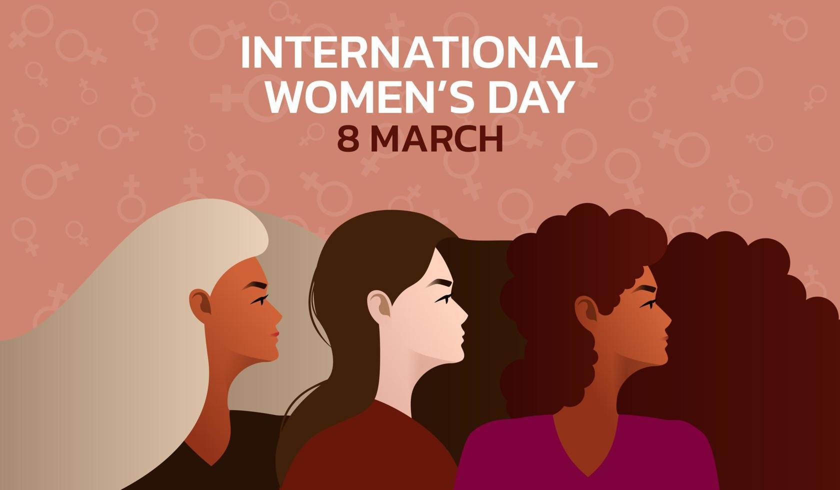 International Women's Day. Vector illustration of women.