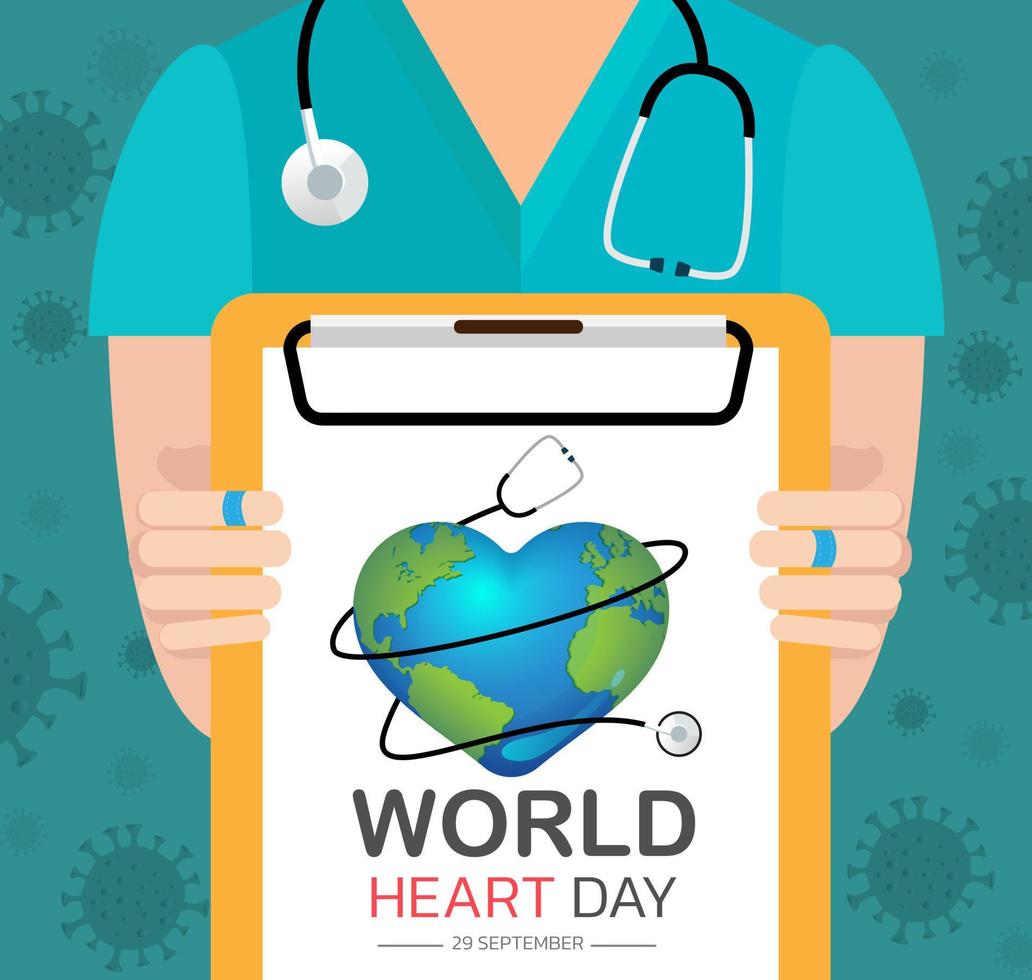 ilustración vectorial, afiche o pancarta para el día mundial del corazón. vector
