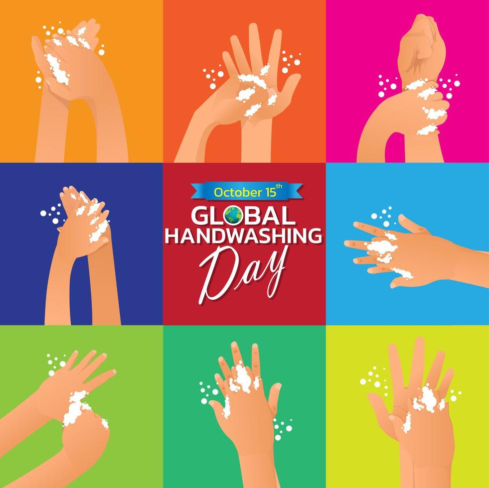 día de lavado de manos. ilustración de lavado de manos. agua, lavado de manos, limpieza. concepto de higiene. vector