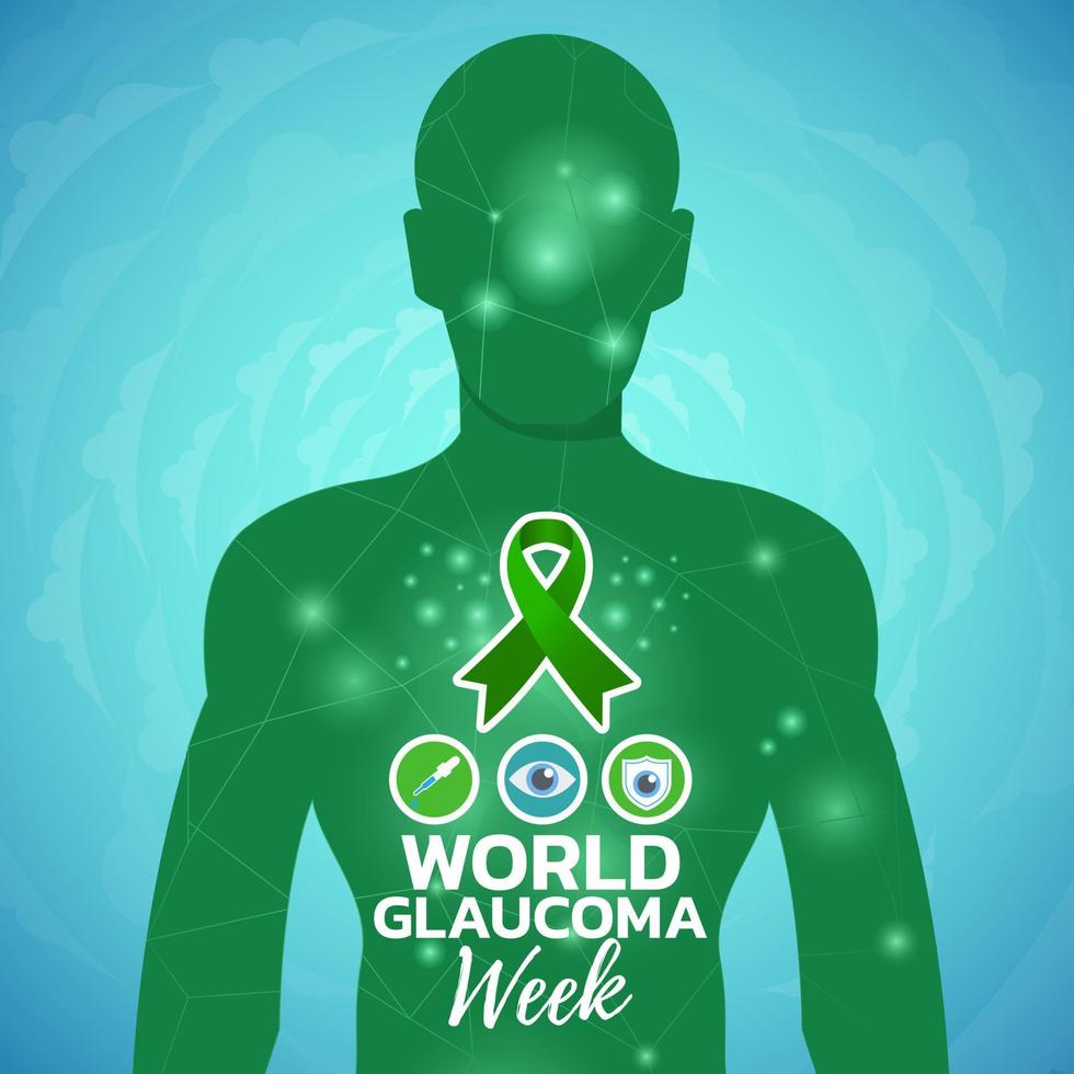 semana mundial del glaucoma ilustración con cinta verde vector