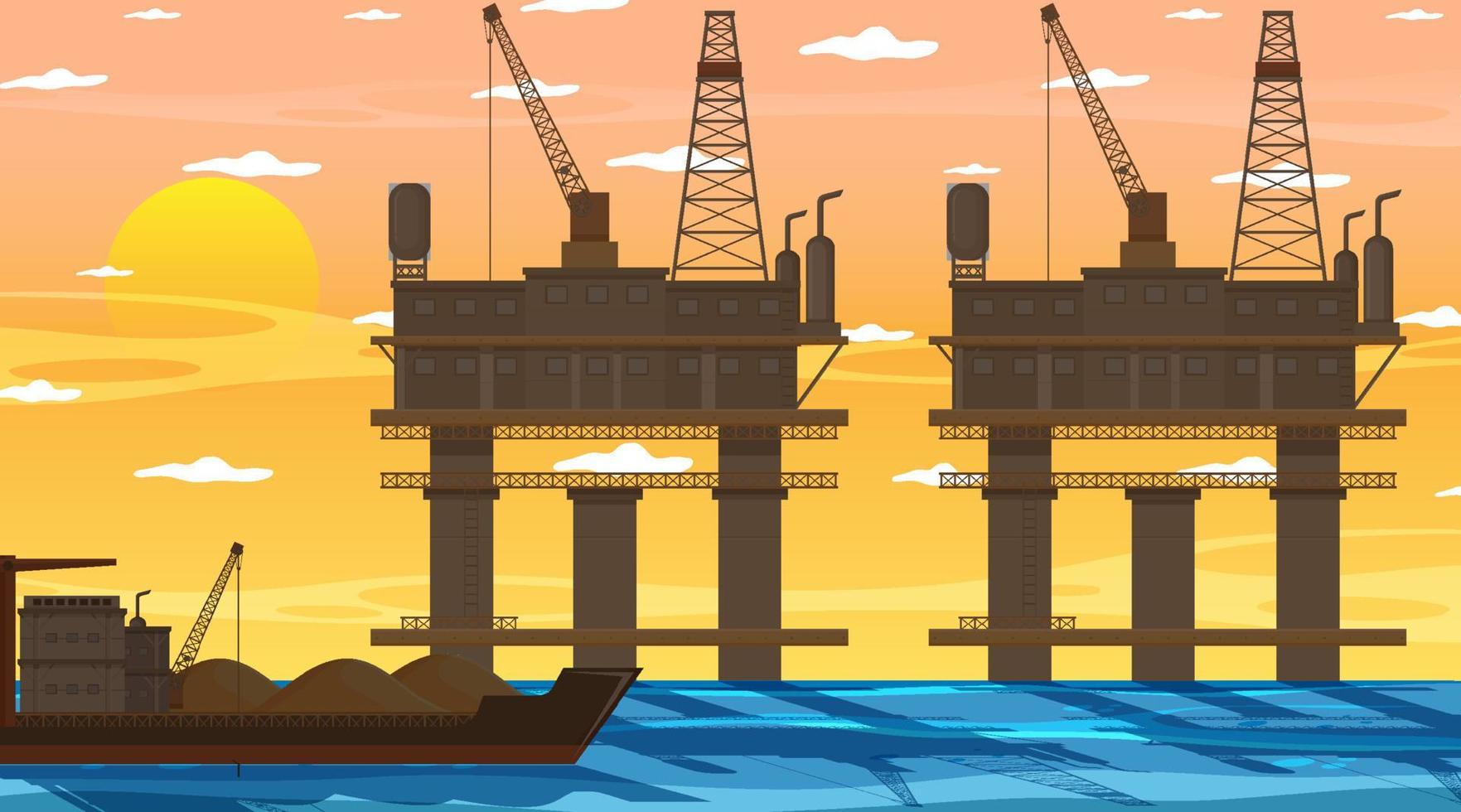 Petroleum industry concept with offshore oil platform vector