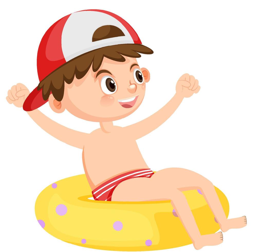 Happy boy in inflatable ring 7204558 Vector Art at Vecteezy