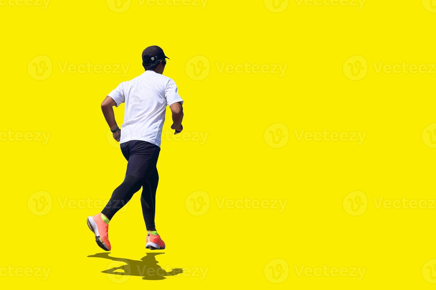 Man running on colored background with clipping path photo