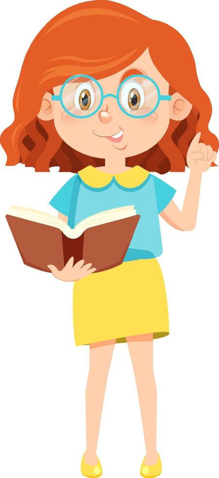 Girl standing reading a book vector