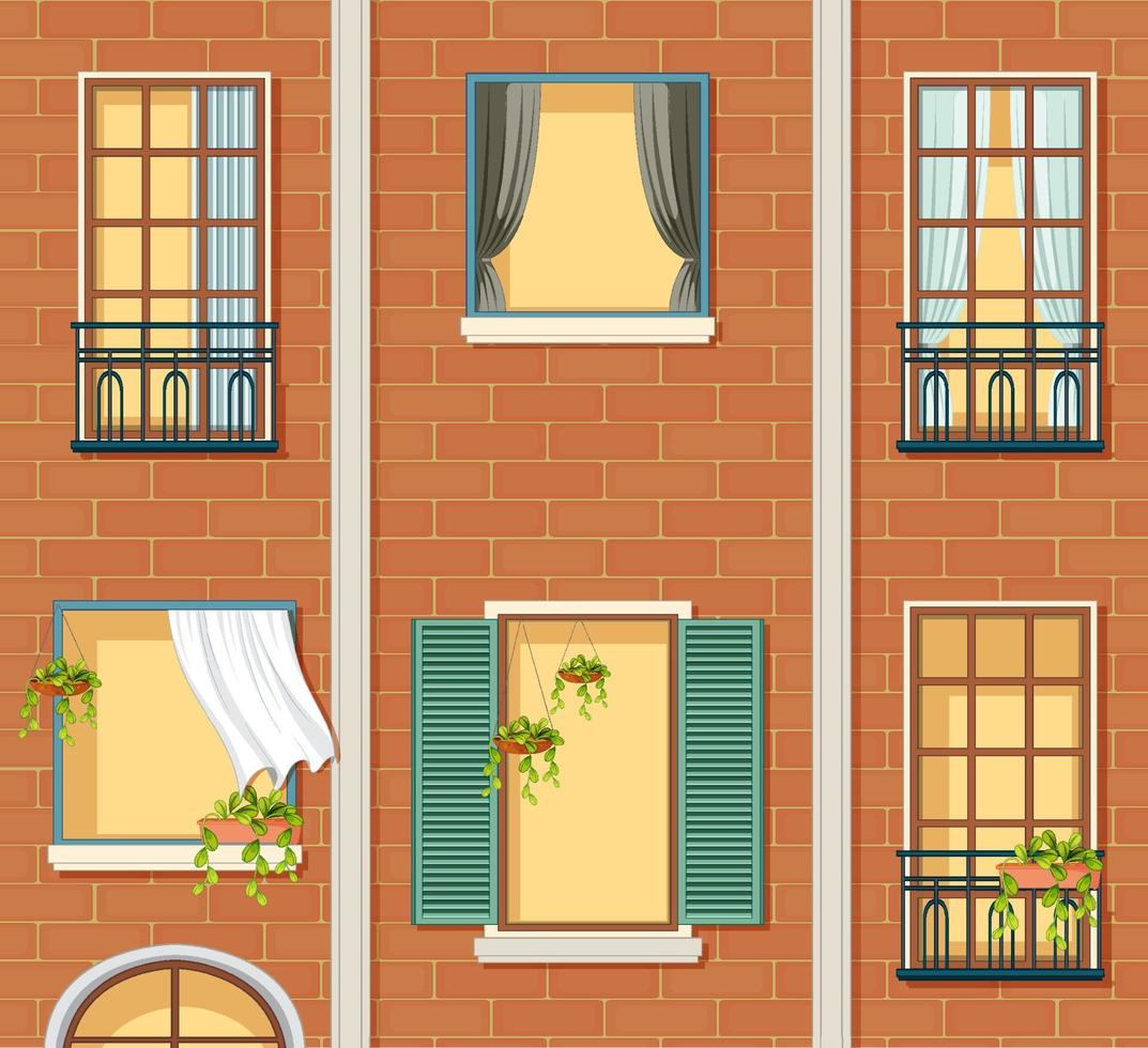 Windows apartment building facade vector