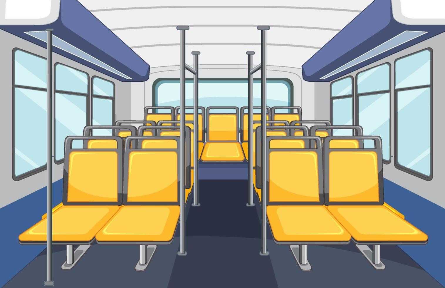 interior del autobús con asientos amarillos vacíos vector