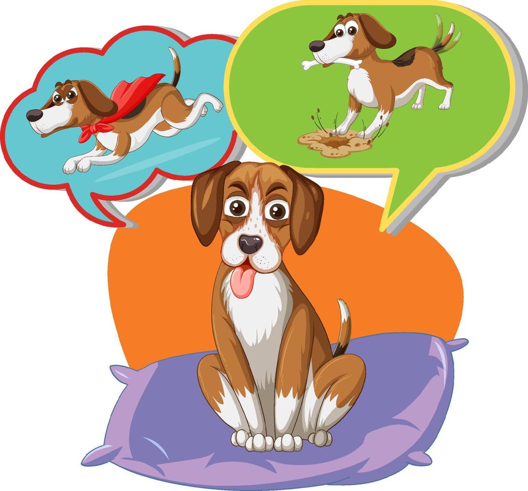 Dog with thought bubbles vector