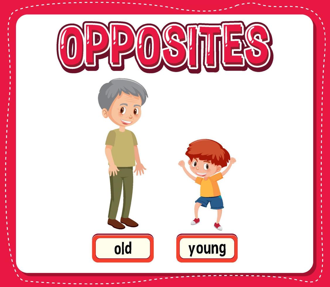 Opposite words for old and young vector