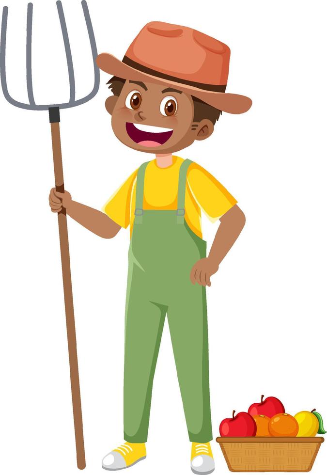 Farmer with fresh fruits vector
